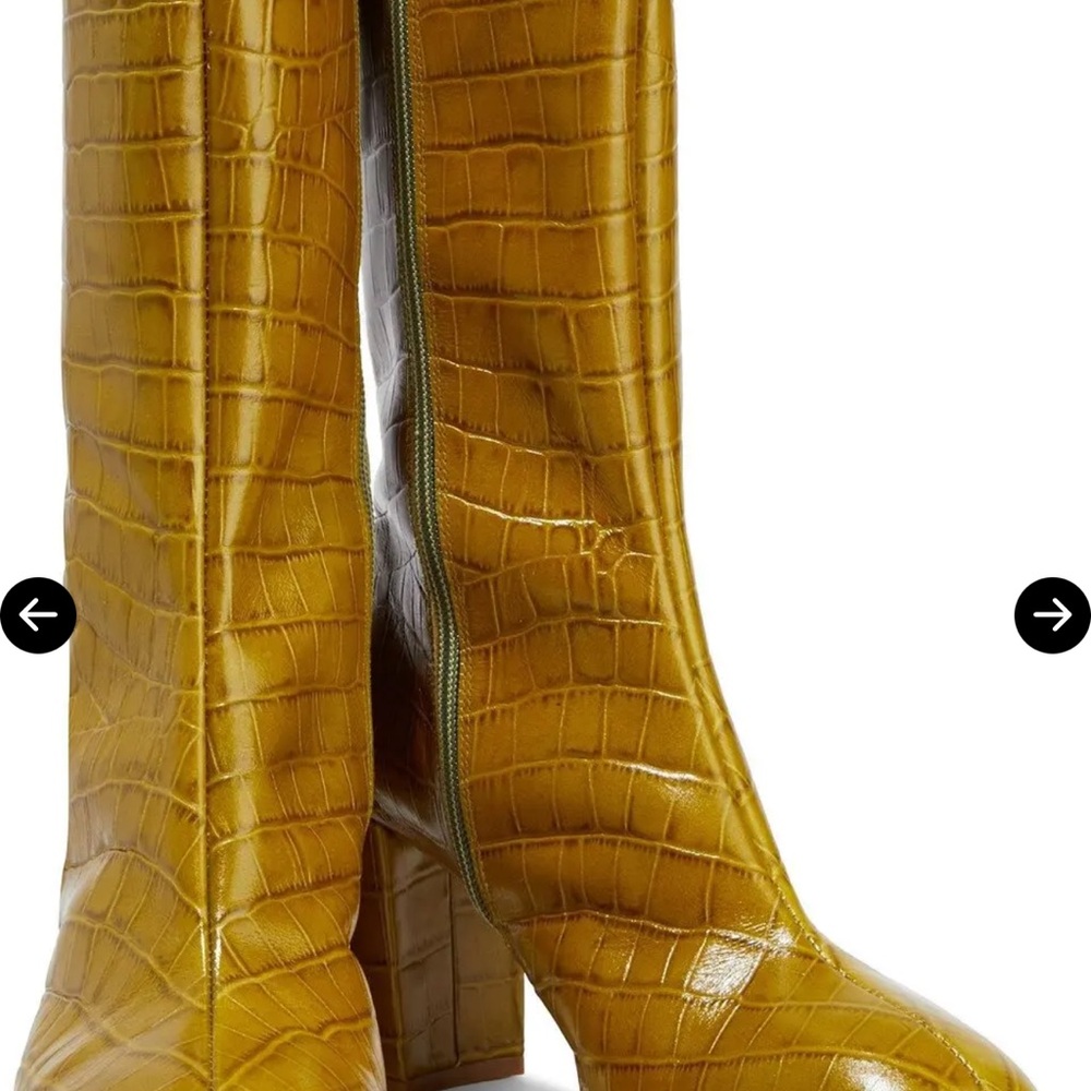Miista Mustard Croc-Embossed Heeled Boots - Picture 2 of 5